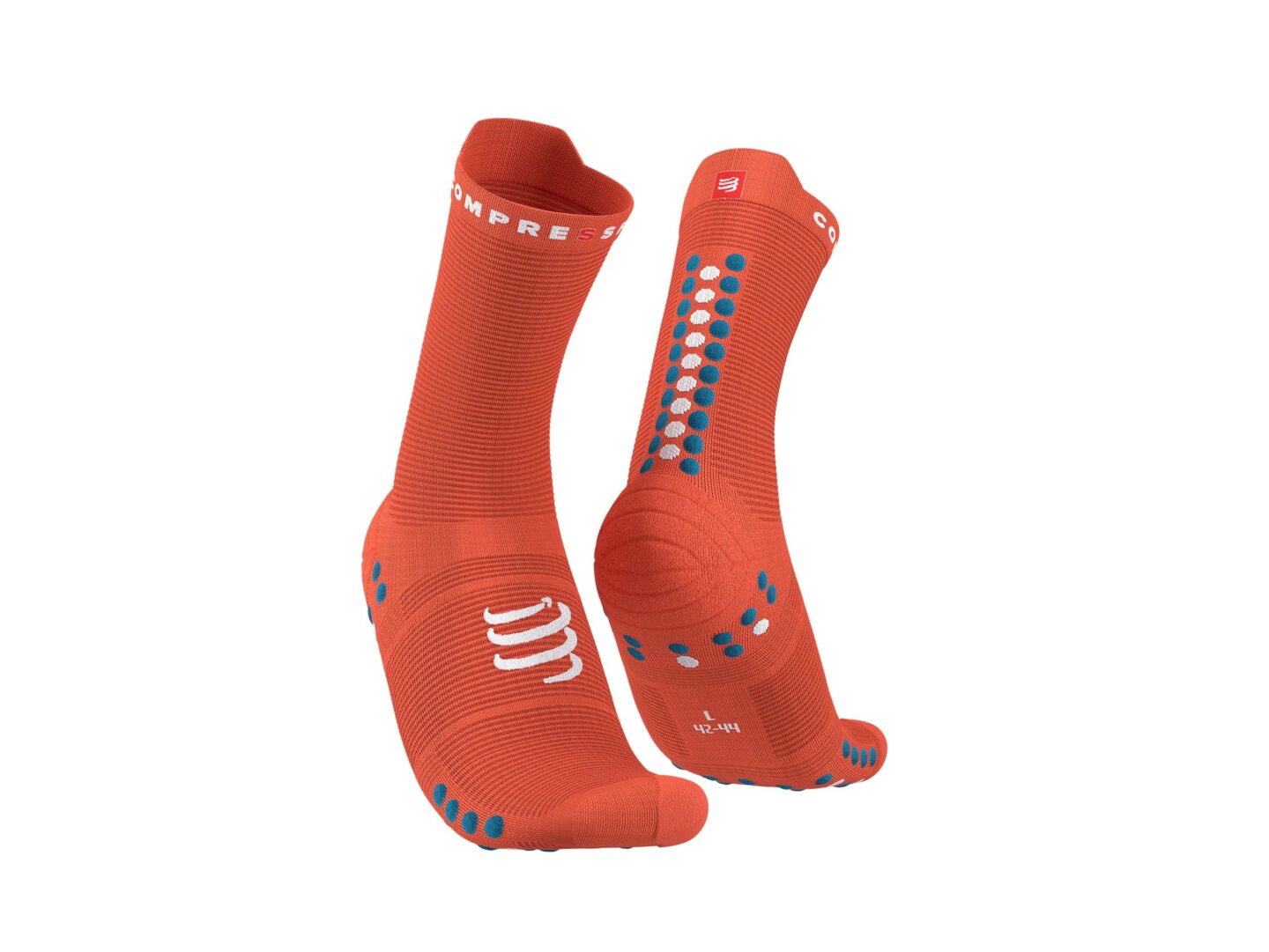 Jooksusokid Compressport V4.0 RUN High - Orangeade/Fjord Blue