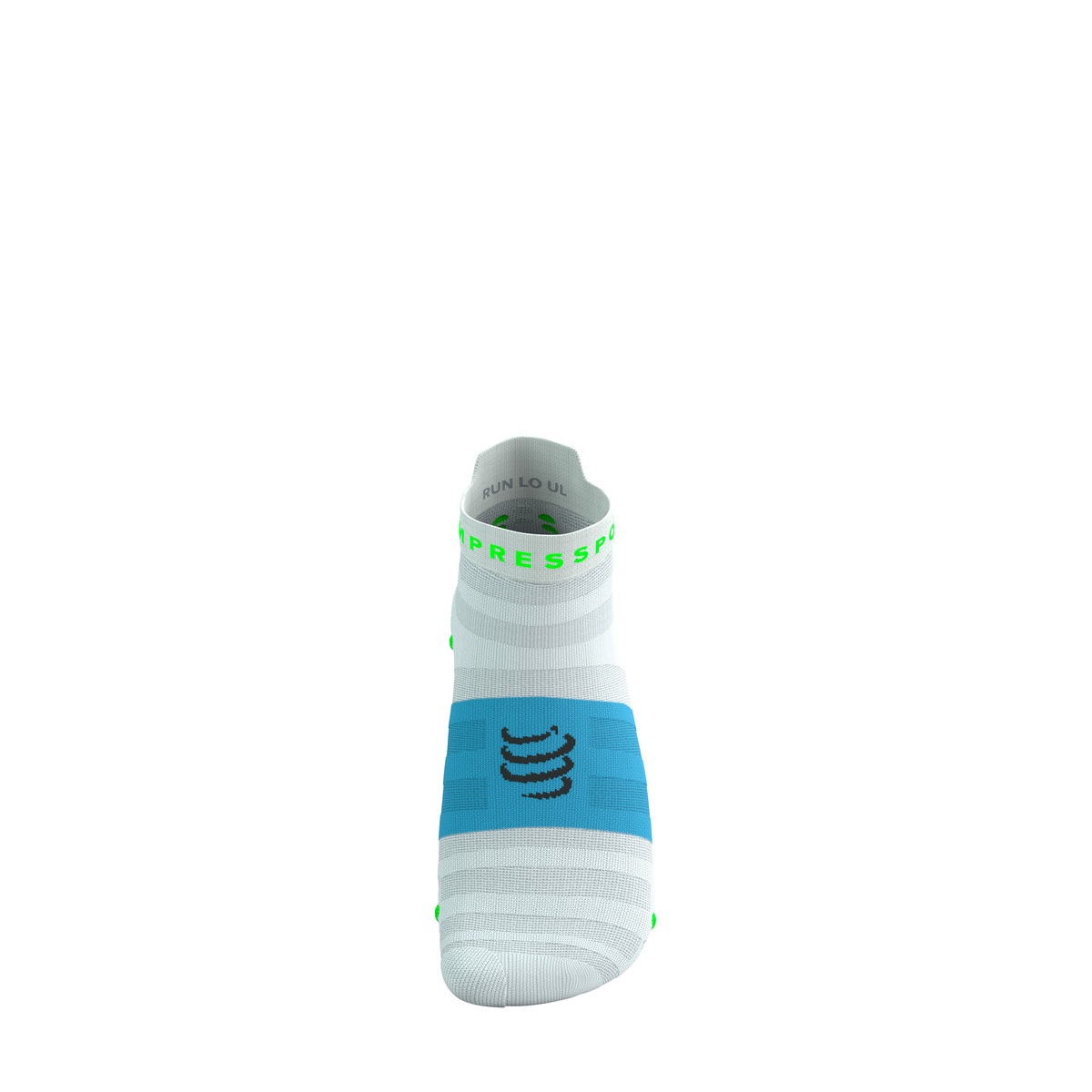 Jooksusokid Compressport V4.0 RUN Low Ultralight - White/Norse Blue/Neon Green