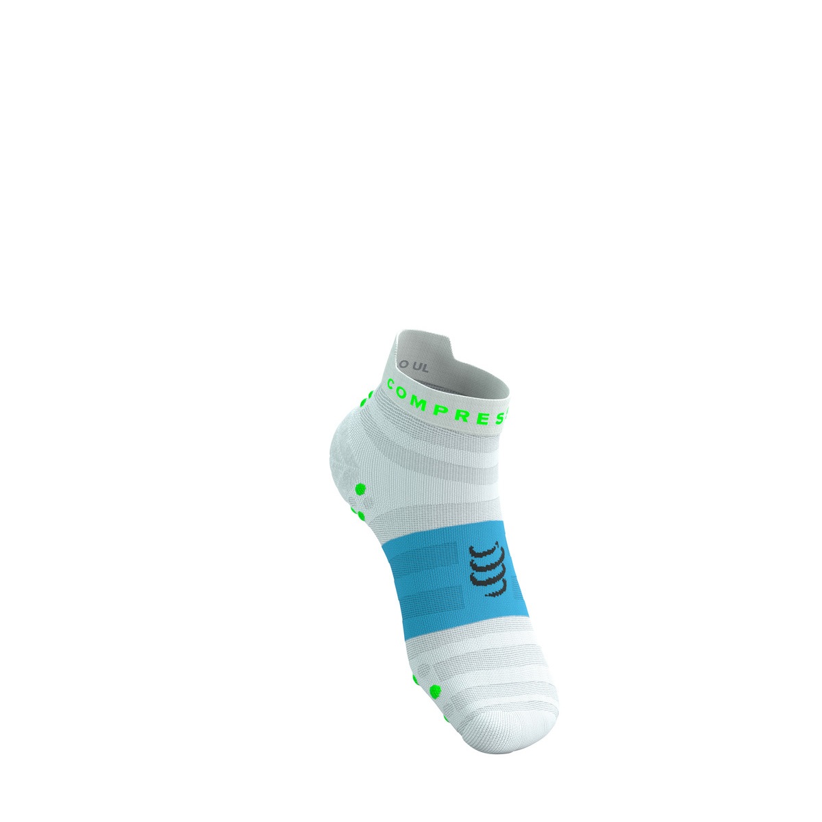 Jooksusokid Compressport V4.0 RUN Low Ultralight - White/Norse Blue/Neon Green