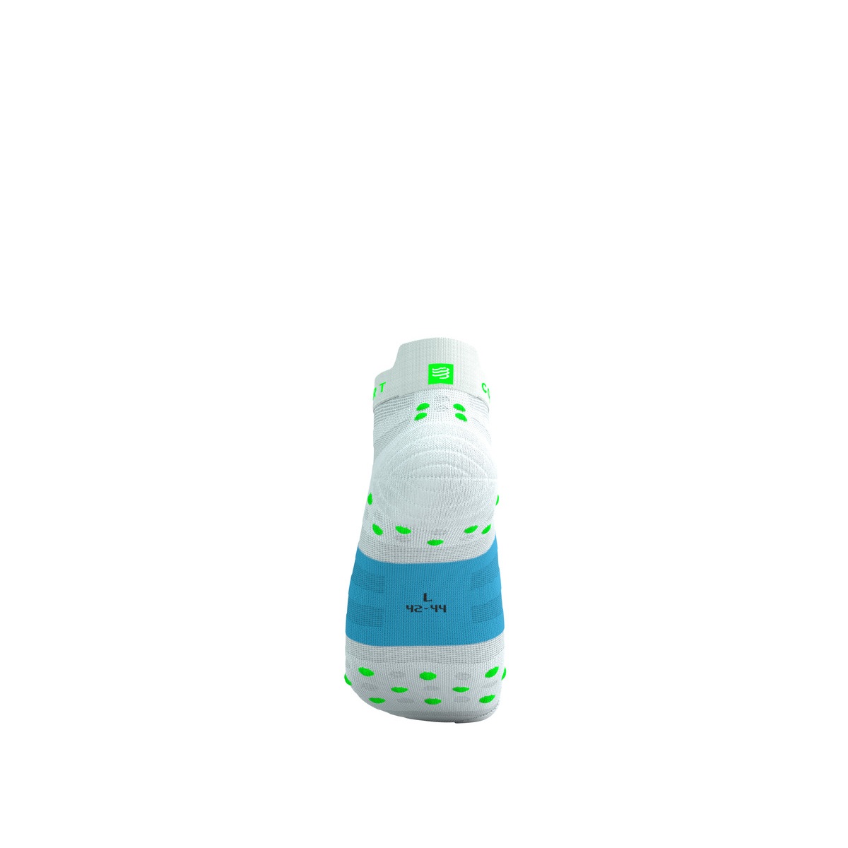 Jooksusokid Compressport V4.0 RUN Low Ultralight - White/Norse Blue/Neon Green