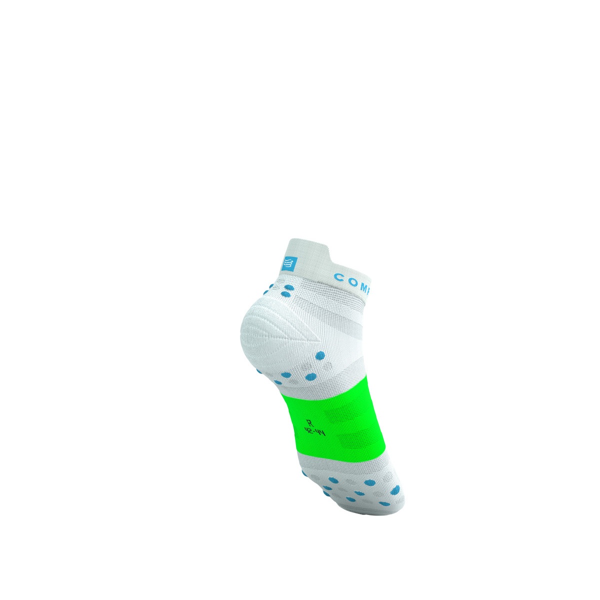 Jooksusokid Compressport V4.0 RUN Low Ultralight - White/Norse Blue/Neon Green