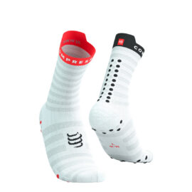 Jooksusokid Compressport V4.0 RUN High Ultralight White/Fluo Red/Black