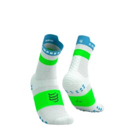 Jooksusokid Compressport V4.0 RUN High - White/Norse Blue/Neon Green