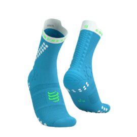 Maastikujooksusokid Compressport V4.0 TRAIL High - Norse Blue/Neon Green
