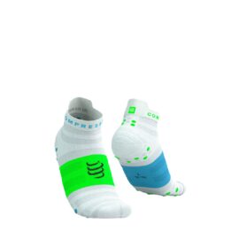 Jooksusokid Compressport V4.0 RUN Low Ultralight - White/Norse Blue/Neon Green
