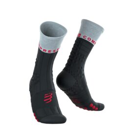 Maastikujooksusokid Compressport Pro Racing Winter Trail - Black/Gray Violet/Fluo Red